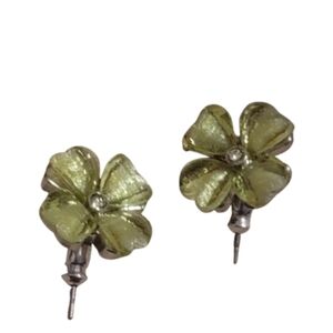 Charming four leaf clover Floral Earrings with Green Petals